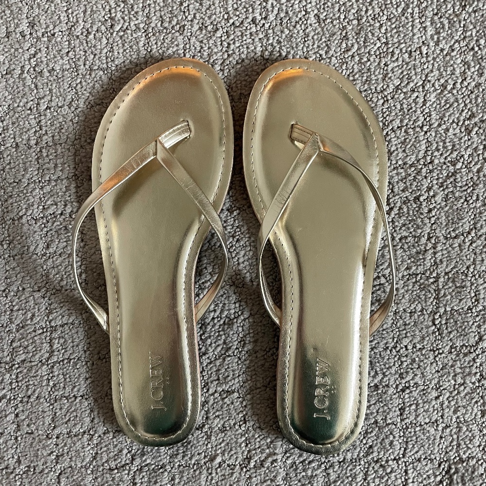 J.Crew Gold Flip Flops